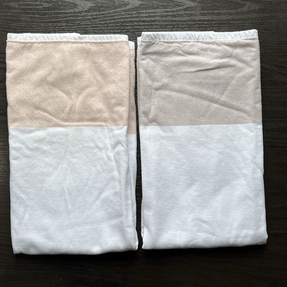SERENA AND LILY 100% TURKISH COTTON HAND TOWELS SET OF 2 WHITE/STRIPED 20x30